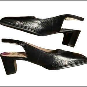 NWOT ARA Patent Leather Slingback Women Shoes, Black, Size 8